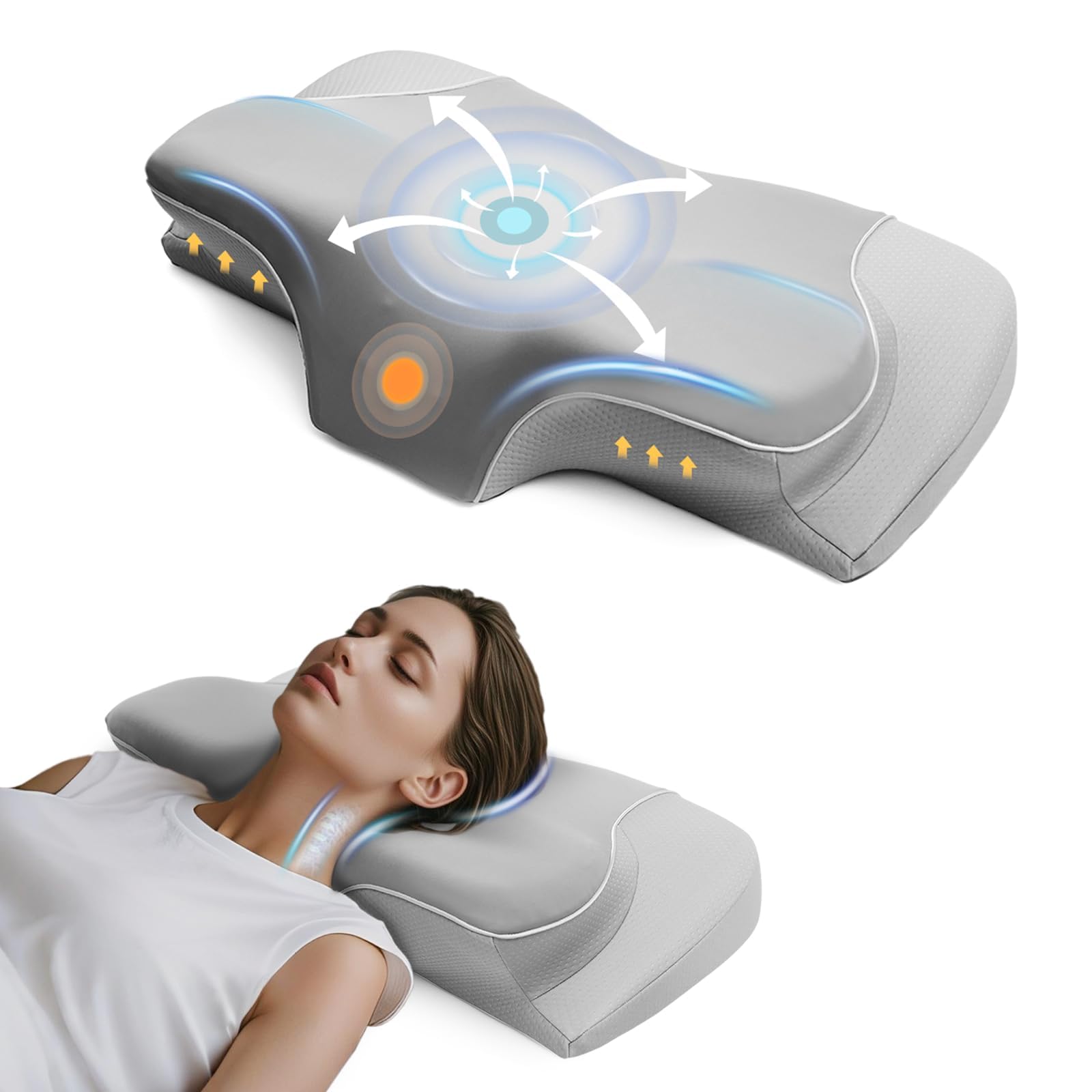 Oreiller ergonomique cervical anti-douleur avec mousse respirante pour un sommeil sain