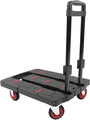 Miniatura 7 de Carro de mano plegable con ruedas de goma y mango retráctil, capacidad de 264 libras, carrito portátil para transporte, equipaje, móvil, viajes, uso