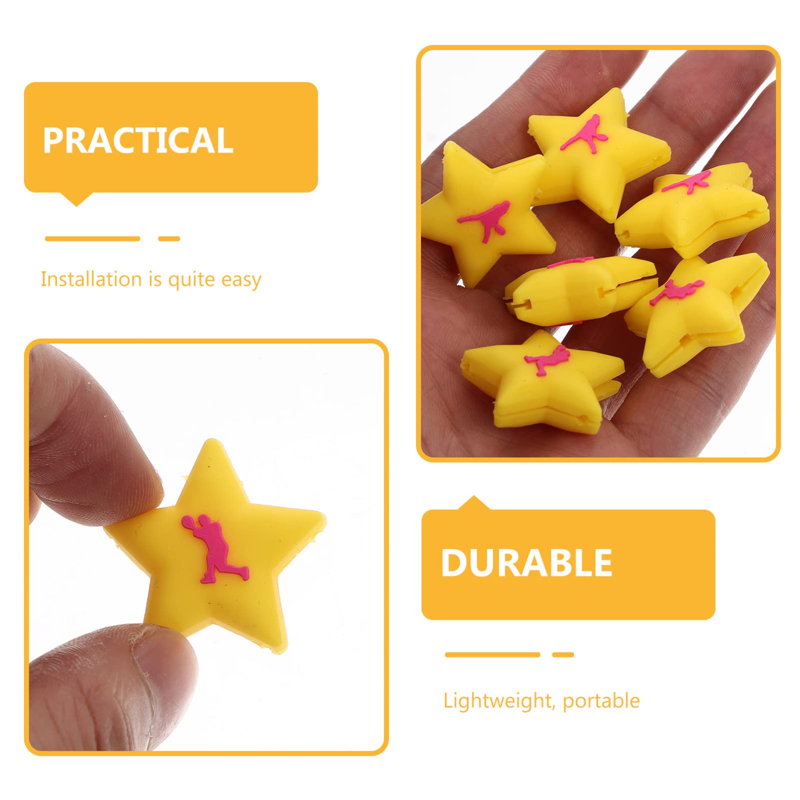 LAPYAPPE 6Pcs Cartoon Tennis Dampeners Star Vibration Absorbers for Racket Lightweight Tennis Accessories Shock Absorption for All Ages