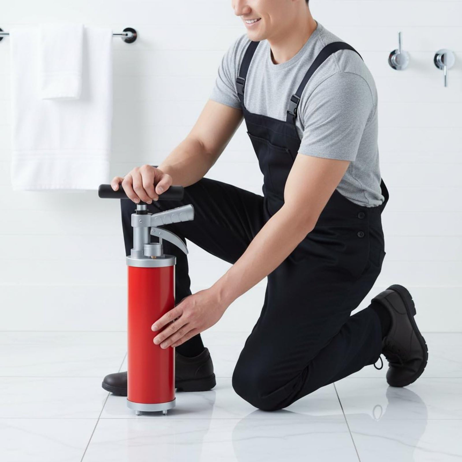 Déboucheur à Pression d'air Déboucheur Pompe Ventouse Utilisation Simple avec Conduit de Pression Long Nettoyage Plus Propre Adapté aux Toilettes, Version Phare