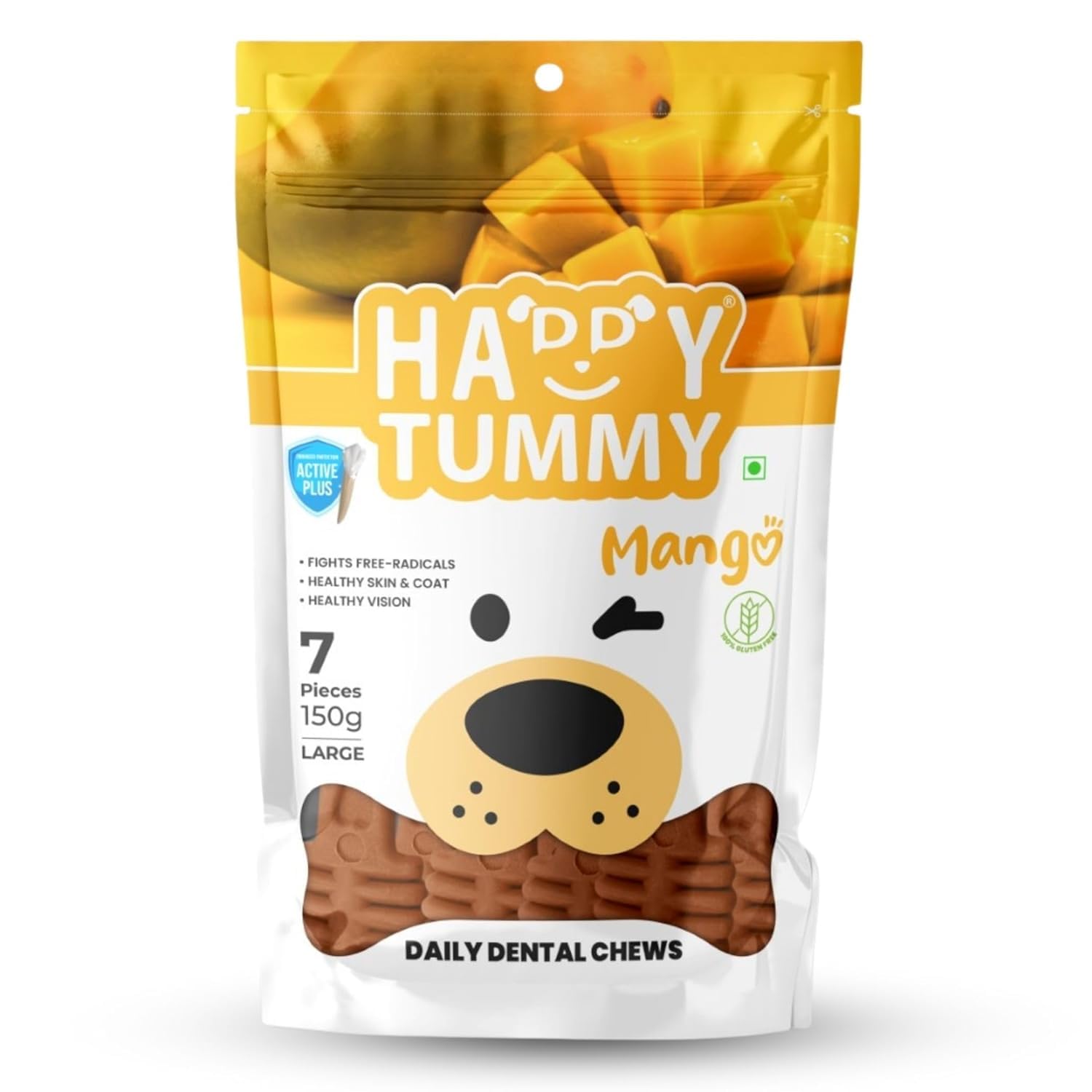 Gnawlers Happy Tummy Bone Treats | Mango Bones | 7 Pieces Large | Daily Dental Chew for Dogs | Anti-Inflammatory | 100% Natural Vegetarian Treats for Dogs (Pack of 2) (B0CWLRP28B) Amazon Price History, Amazon Price Tracker