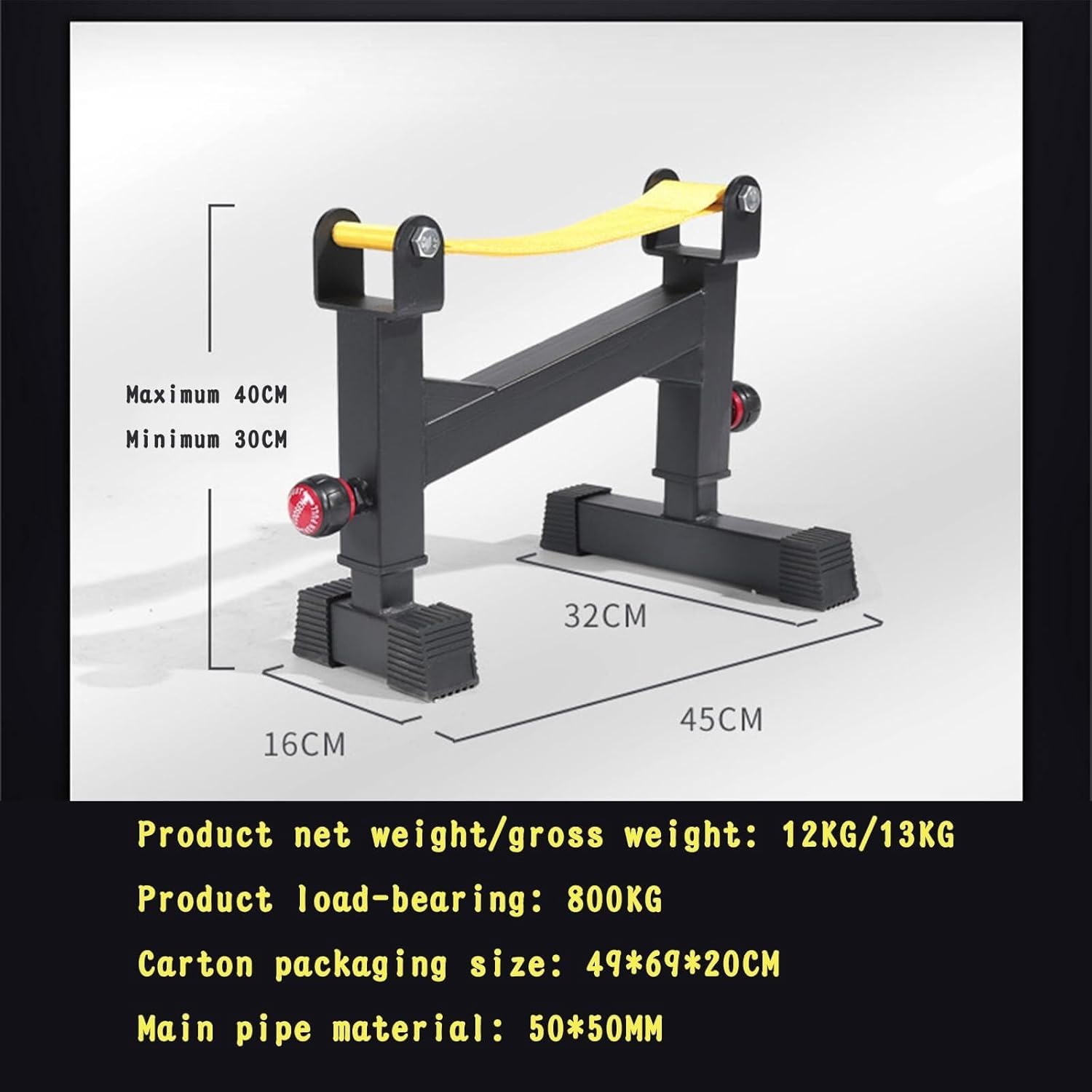 Adjustable Barbell Holder Floor Stand Gym Deadlift Platform for Home Use - Bench Press Rack with Height Adjustment 30-40cm (Black Two)