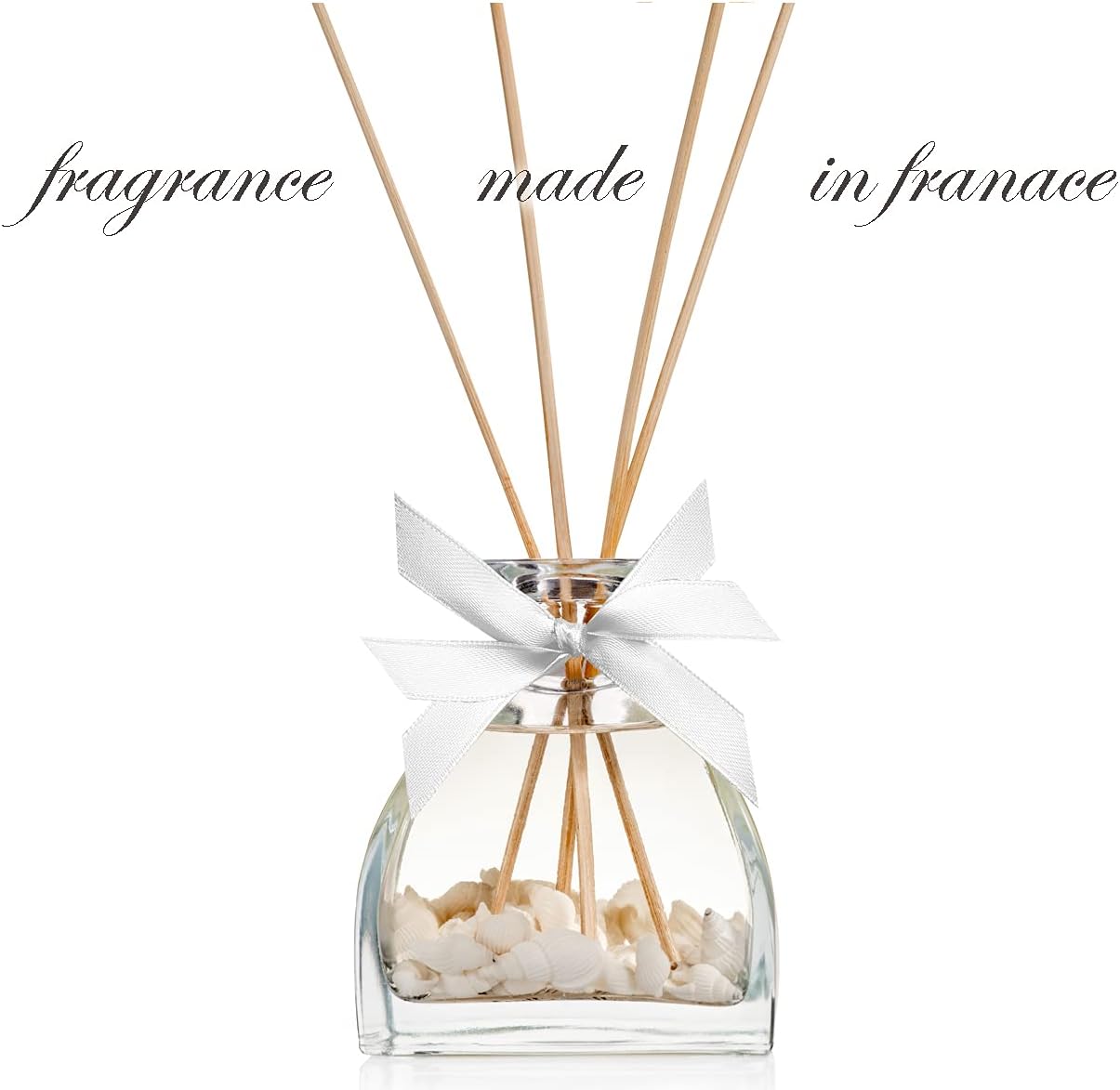 SPRING Fragrance Reed Diffuser Set |5.07oz (150ml) | Fragrance Made in France | Scented Aromatic Oil | Room Air Freshener with Sea Shells & White Flower| Lily, Jasmine, Lily of The Valley and Tuberose