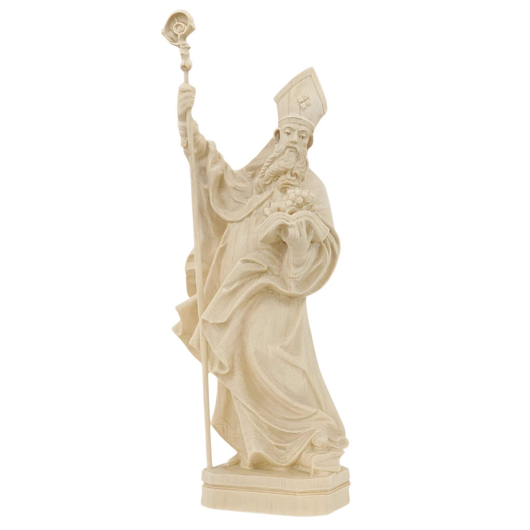 Dolfi | Święty Urbano z książką i winogronami z drewna 60 cm | Naturalne drewno w Val Gardena | Figurka szopka