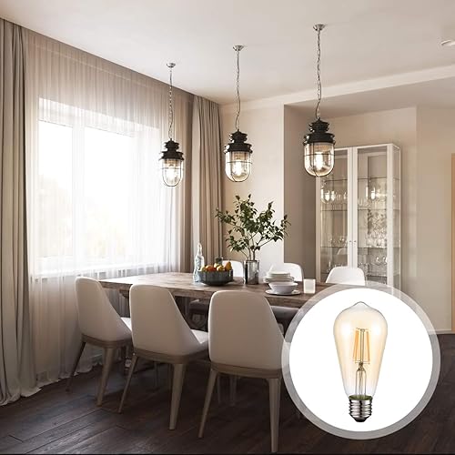 Miniatura 7 de HESSION Bombillas LED Edison vintage de 4 W ST58, equivalente a 60 W, regulables, paquete de 4 bases E26 de 400 lúmenes, 2700 K blanco cálido,