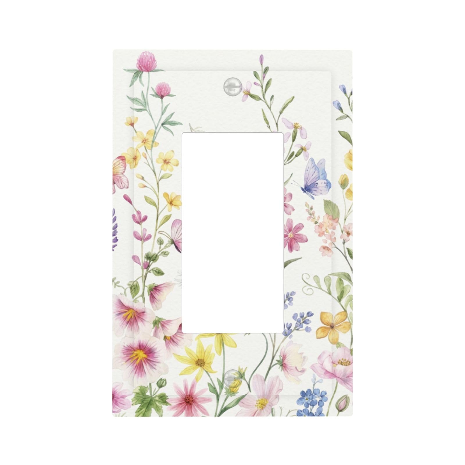 Colorful Vintage Floral Rustic Wild Flower 1 Gang Outlet Decorator Light Switch Wall Plate Cover Faceplate Decorative Switchplate Rocker/GFCI Outlet Cover