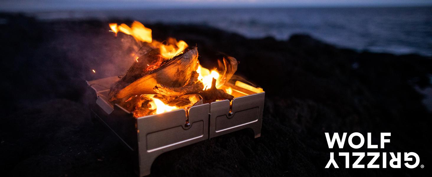 WOLF GRIZZLY Fire Safe; Portable, Foldable Fire Pit for Camping