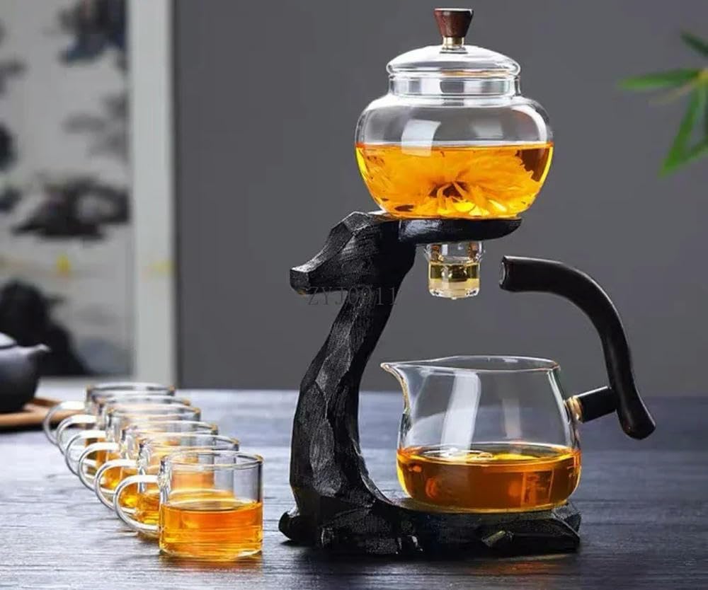 Service à thé Kung Fu en Verre entièrement Automatique avec Ventouse et théière résistante à la Chaleur.