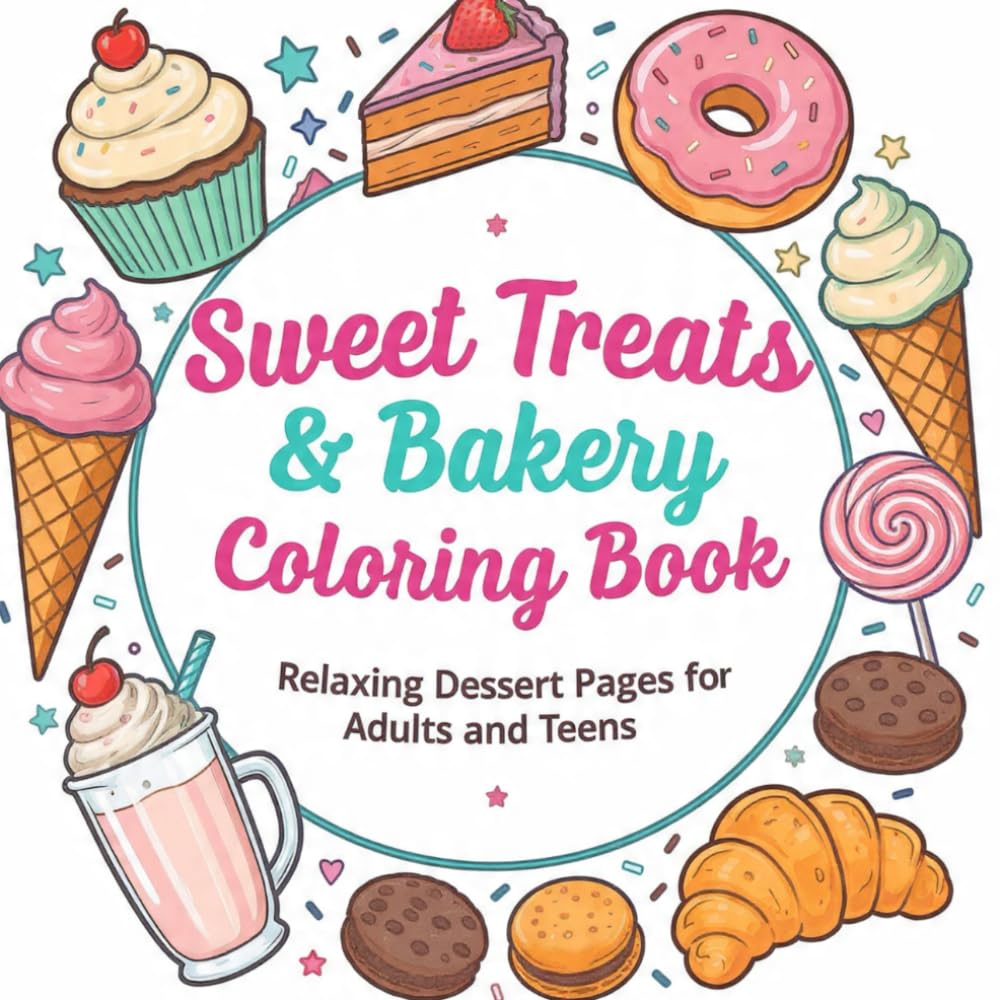 Sweet Treats & Bakery Coloring Book: Relaxing Dessert Pages for Adults and Teens