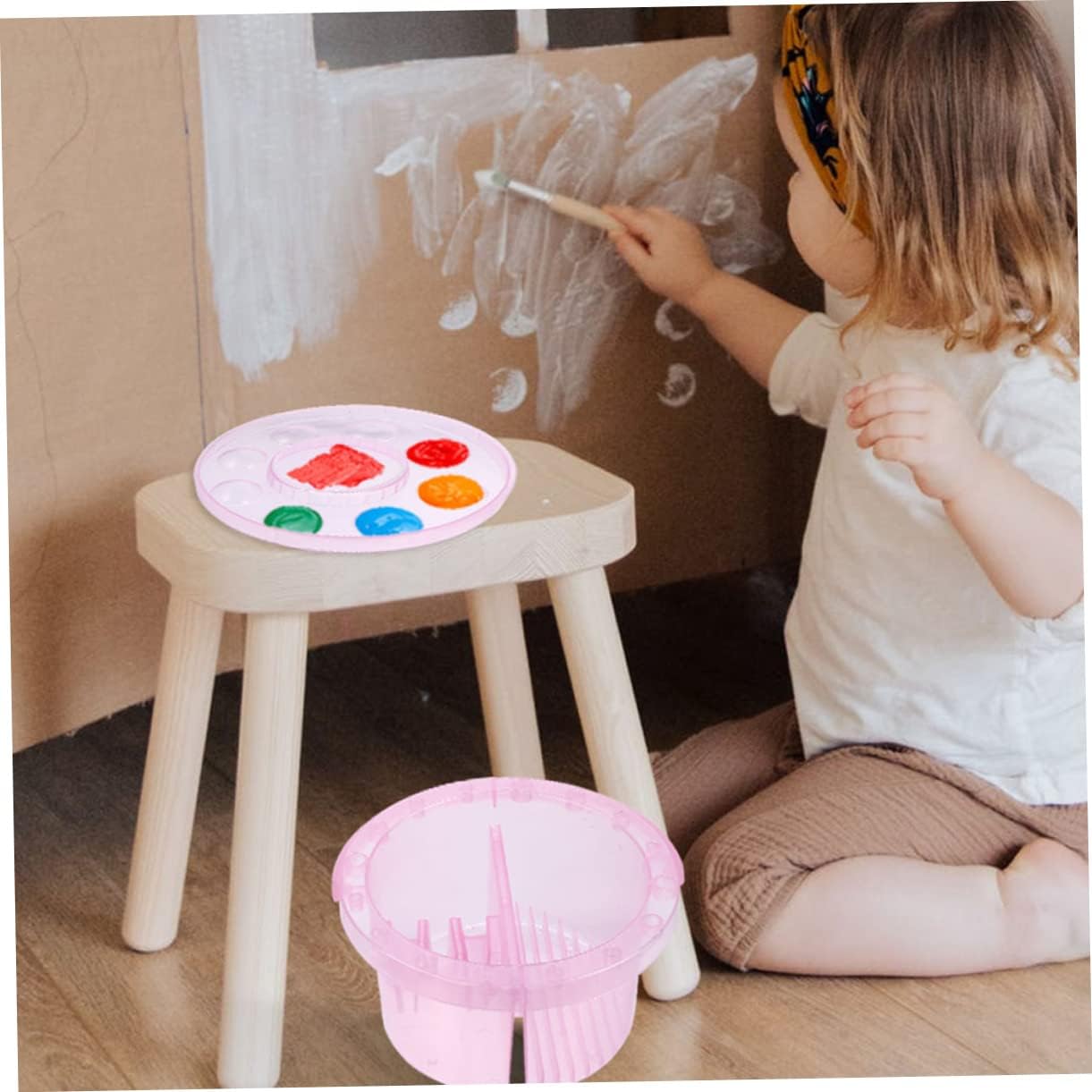 2pcs Paint Brush Washer with Holder and Color Trays Multifunctional Brush Pen Basin for Easy Cleaning Sturdy Design for Classroom and Outdoor Sketching