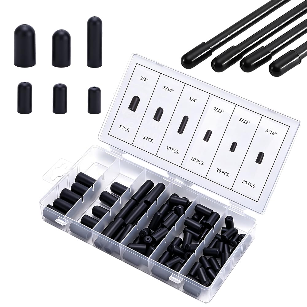 Pasacables de Goma, HOVCEH 80 Piezas Tapones de Goma de Vacío, Rubber Vacuum Cap para Carburadores y Colectores de Admisión, para Automoción: 3/16«, 5/16», 7/32«, 1/4», 5/32« y 3/8»