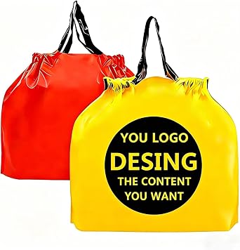 Custom Takeout Bag with Logo Design, Reusable Drawstring Tote, Personalized Branding