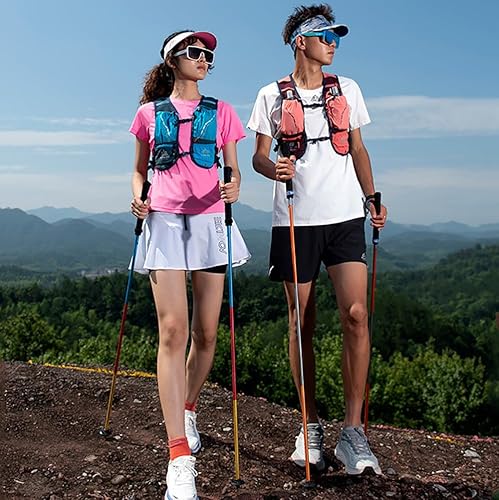 Miniatura 8 de AONIJIE Bastones de senderismo  2 bastones de senderismo ultraligeros plegables de fibra de carbono con sistema antigolpes y bloqueo rápido,