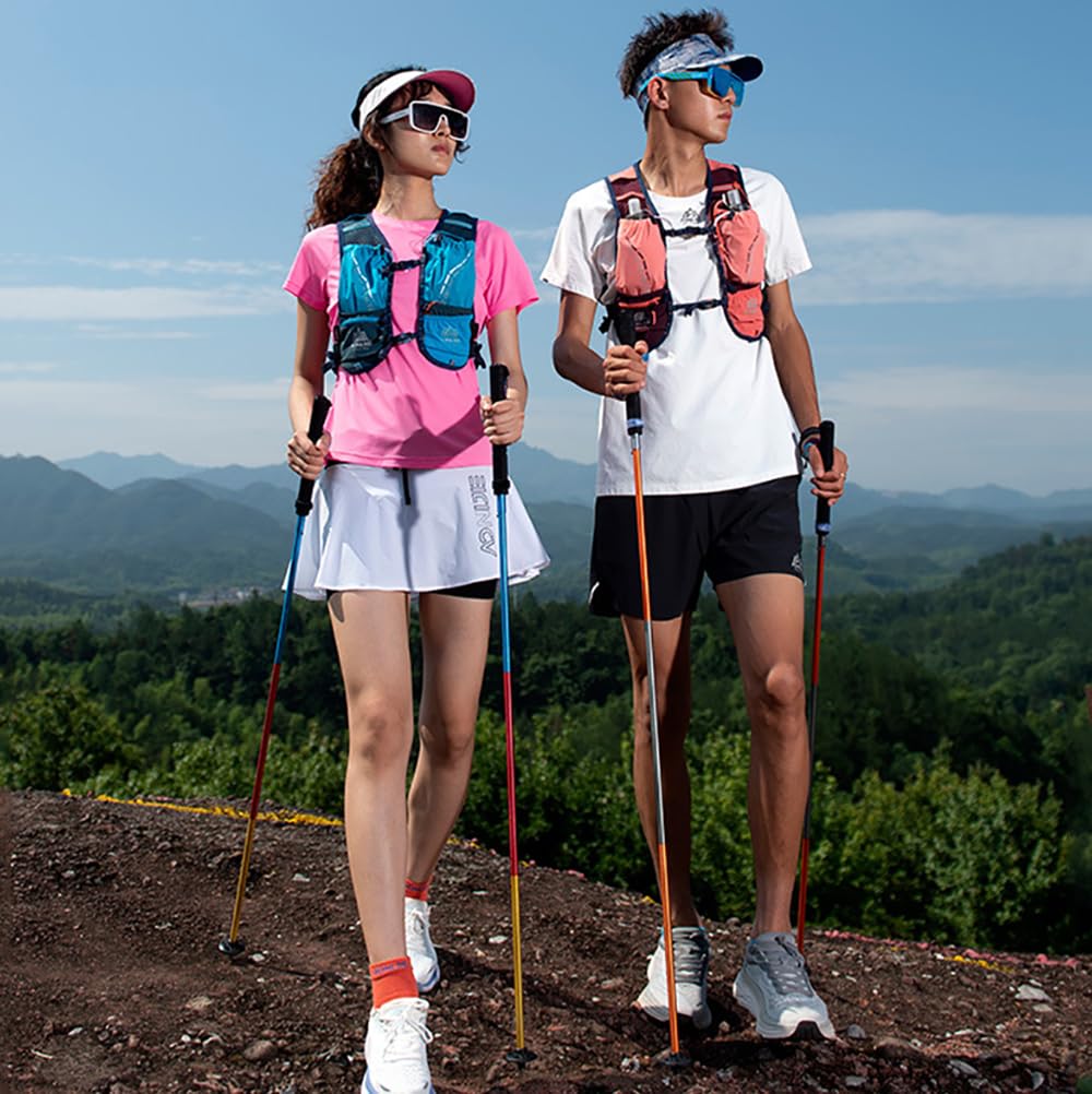 AONIJIE Bastoni da trekking – 2 bastoncini da trekking ultraleggeri pieghevoli in fibra di carbonio con sistema anti-shock e blocco rapido, bastoni da passeggio pieghevoli per escursionismo, campeggio