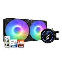 Vista 13 de greenDracaena.io 240mm AIO Enfriador de CPU - Ventilador PWM Único y Silencioso para PC de Factor de Forma Pequeña con Controlador ARGB y Radiador