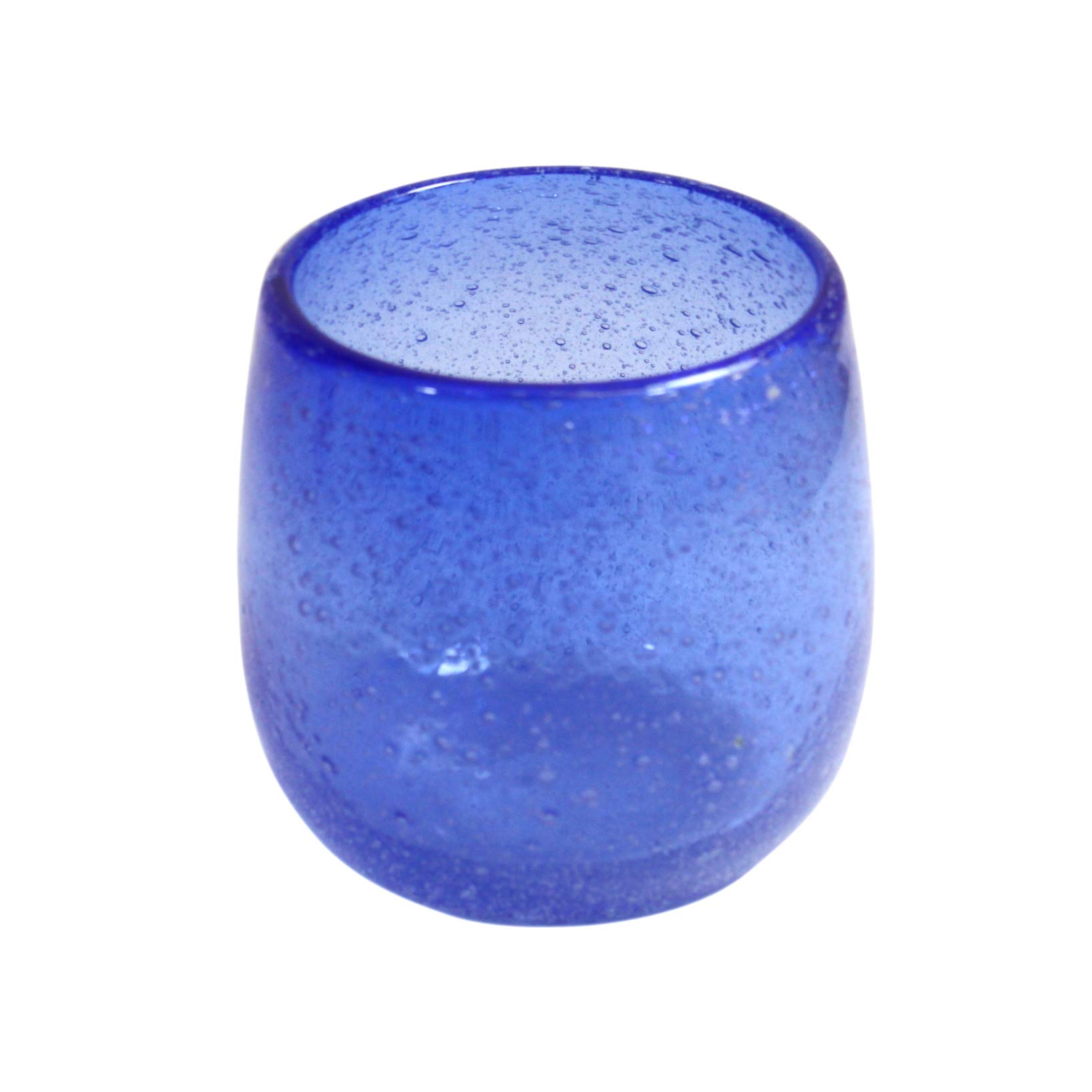 Ryukyu Glass Bubble Tumbler Tropical Blue Handblown 9oz Okinawa Japan