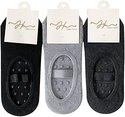 kit Meia Sapatilha para Yoga e Pilates Premium, Antiderrapante com Silicone, cores escuras