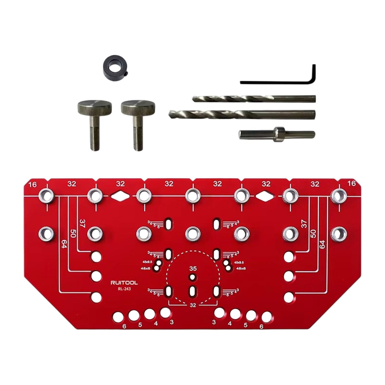 Neaxgeandx Red Shelf Pin Jig And Hinge Jig 2-In-1 Cabinet Hole Pag Jig Template For Cabinet