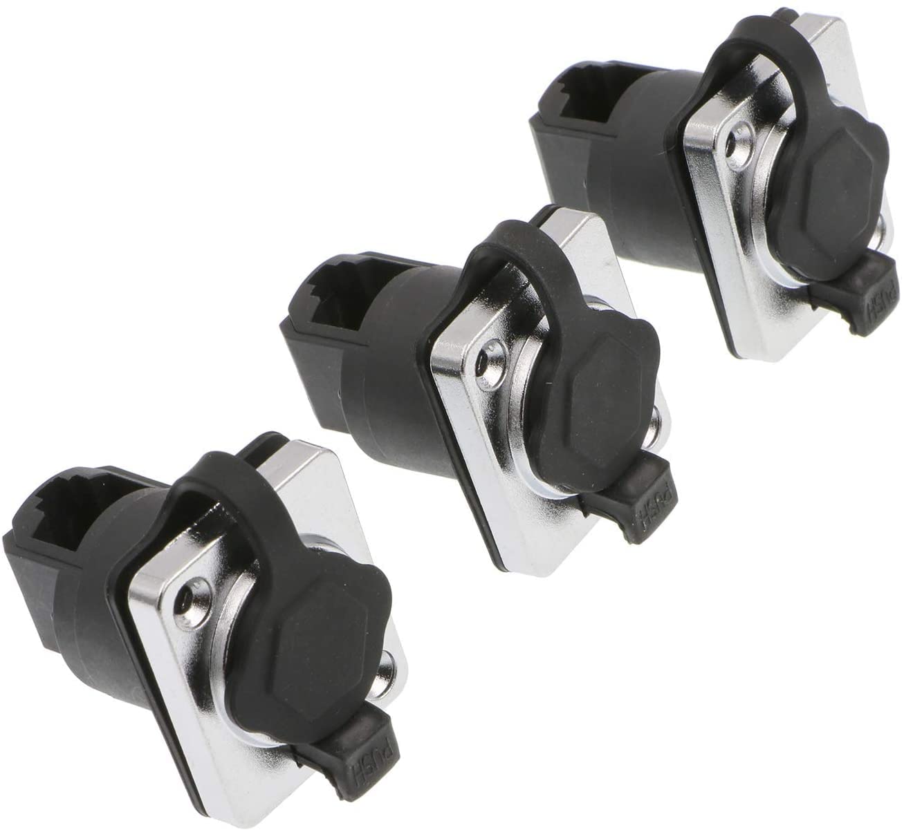 Alvin's Cables 3 pcs RJ45 Waterproof Coupler Socket Connector IP65 Ethernet Panel Mount RJ45 Connector Black