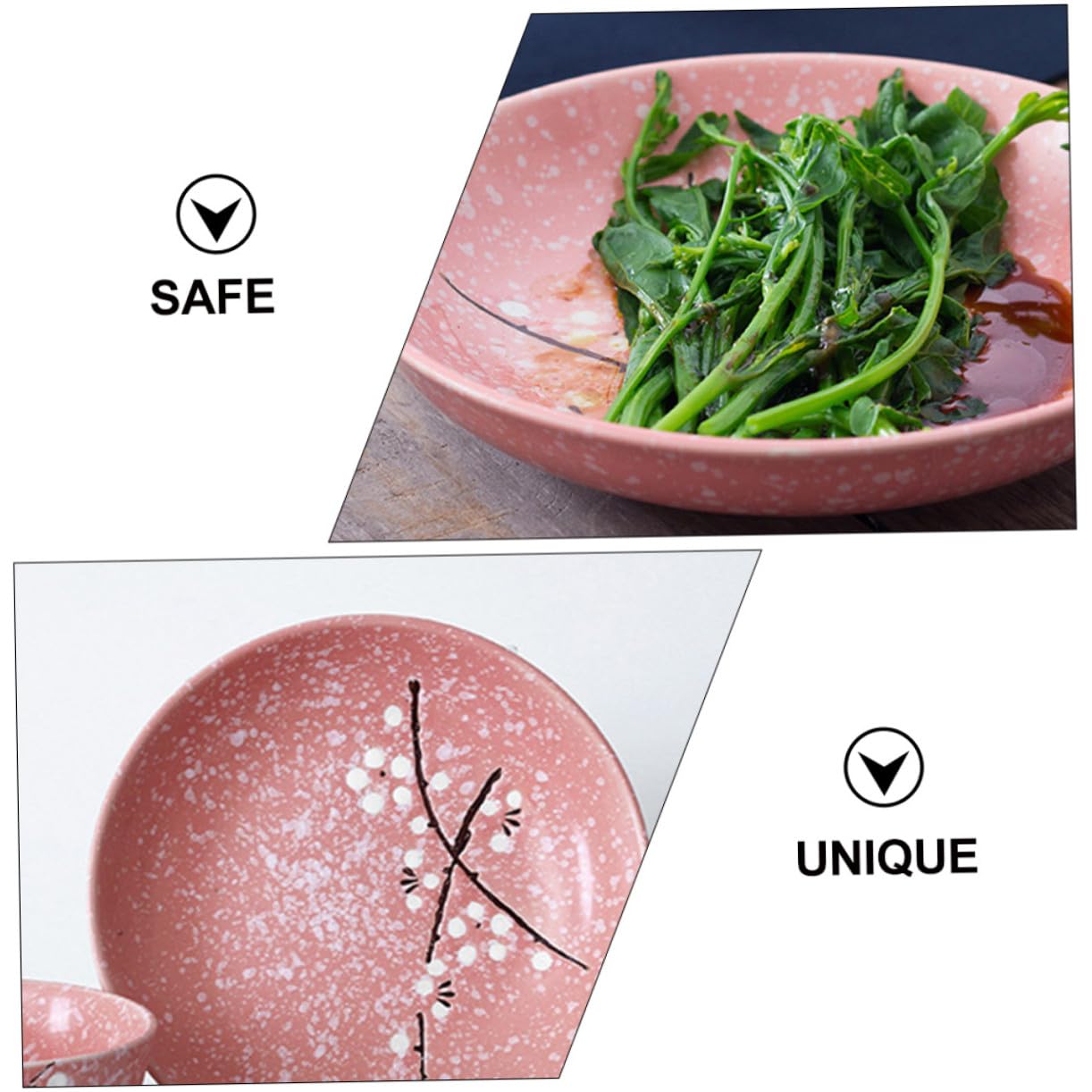 COLLBATH Vajilla Rosa Diseño Japonés Seguro para Hogar y Restaurantes con Cuencos Platos Tazones y Cubiertos Elegantes