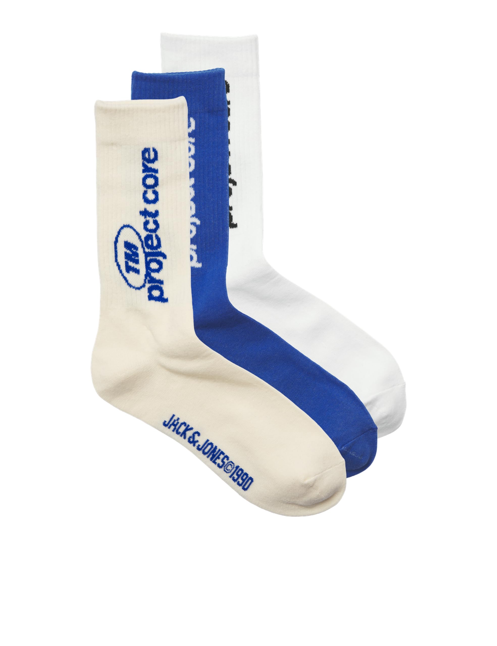 JACK & JONES Jacaero Tennis Socks Pack of 3, Buttercream, One Size