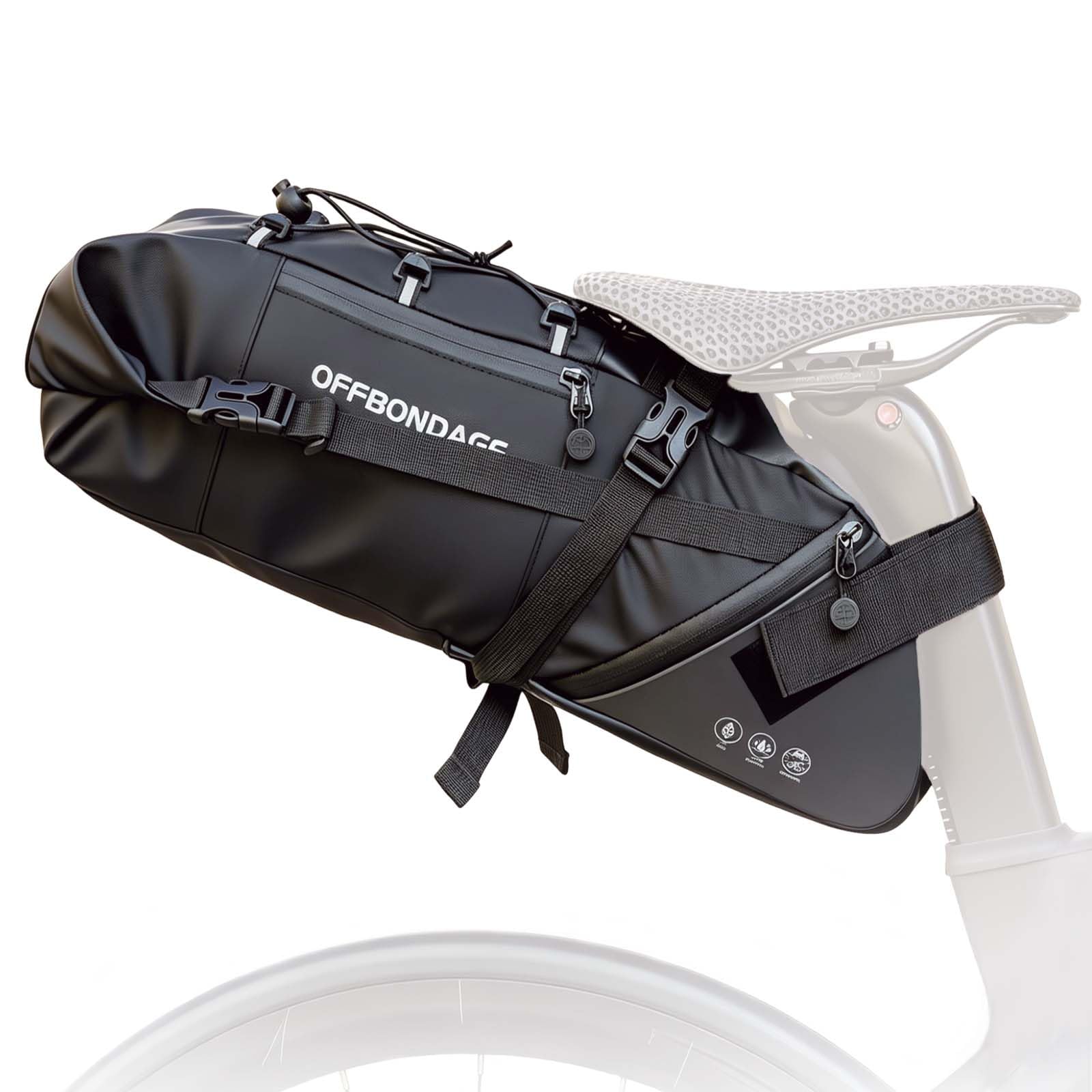 W&H Bikepacking Satteltasche,12 Liter Satteltaschen für Fahrrad mit 4 Seitentaschen,Wasserdicht,Fahrrad Satteltasche für Gravelbike, Rennrad, MTB,Trekking&Reise,schneller Sattelstützen-Montage