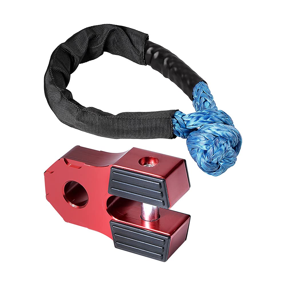 Astra Depot Winch Accessory Red Winch Shackle Mount Flat Towing Hook with Iron Pin & Rubber Guard-30,000 lbs & 1/2