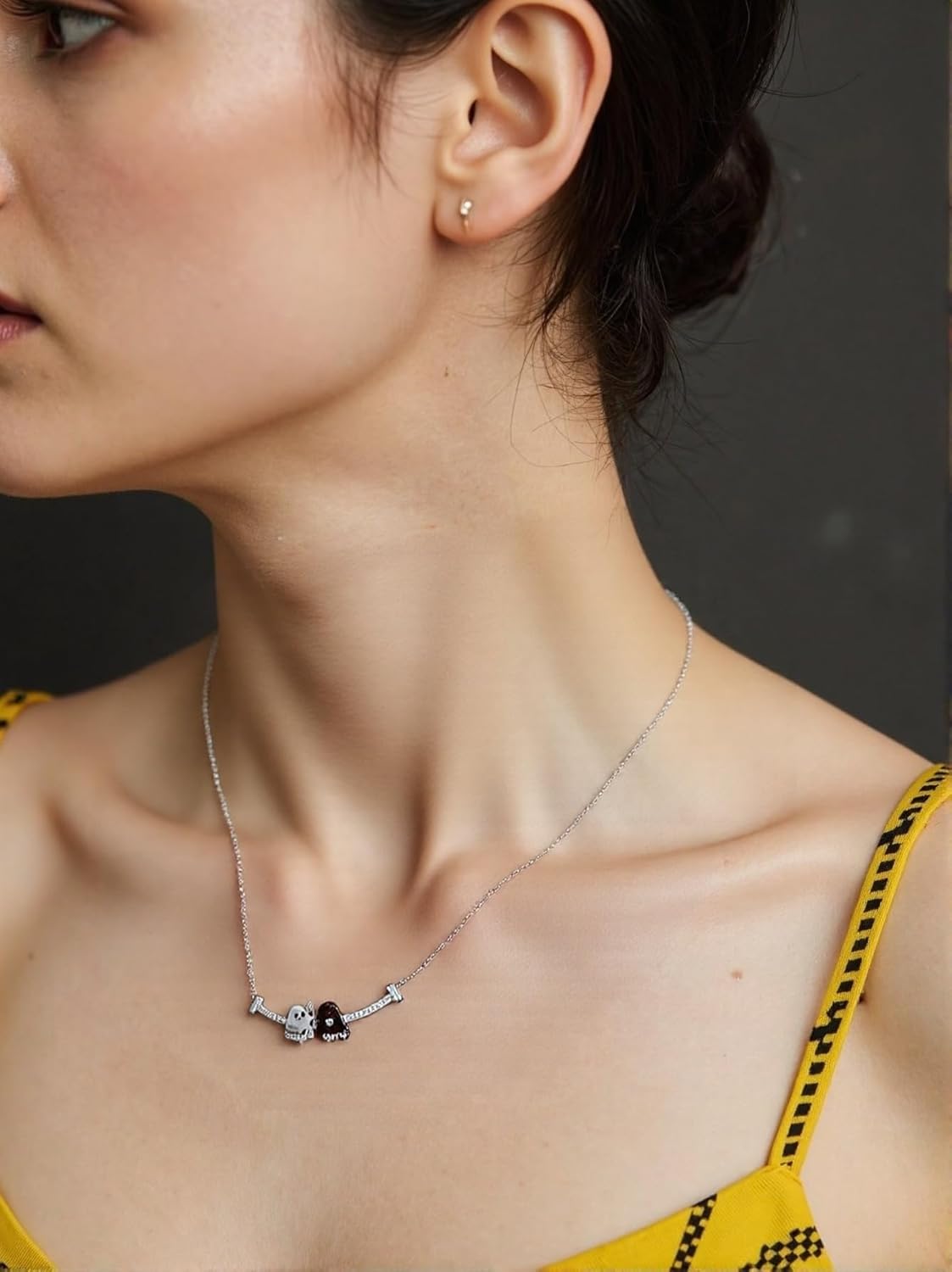 XAM Adjustable Ghost Charm Necklace with Crystal Accents - Creative Halloween Jewelry, Unique Gift for Friends or Couples, Festive Accessory for Parties or Daily Wear, Fashionable Design - Image 6