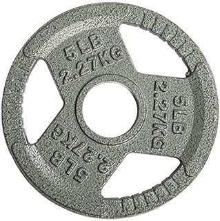 Sporzon! Cast Iron Olympic 2-Inch Grip Plate Weight Plate for Strength Training, Weightlifting and Crossfit, Single, Gray 5lbs