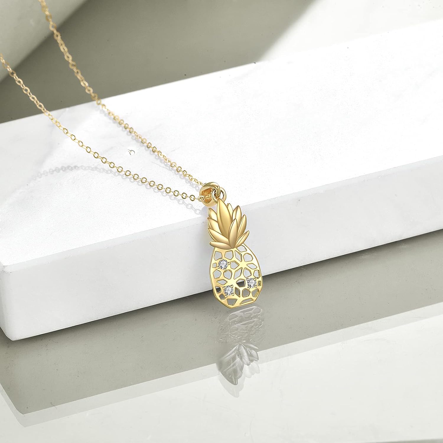 KECHO 14k Solid Gold Pineapple Necklace for Women, Fine Jewelry Christmas Gifts for Wife Girlfriend Daughter (Pineapple)