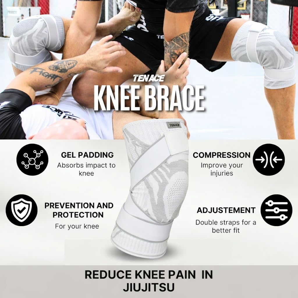 Tenace enace BJJ Knee Brace Grappling - Compression Knee Pad for Jiu Jitsu, MMA, Muay Thai, Wrestling, Judo - High Durability and Performance Unisex