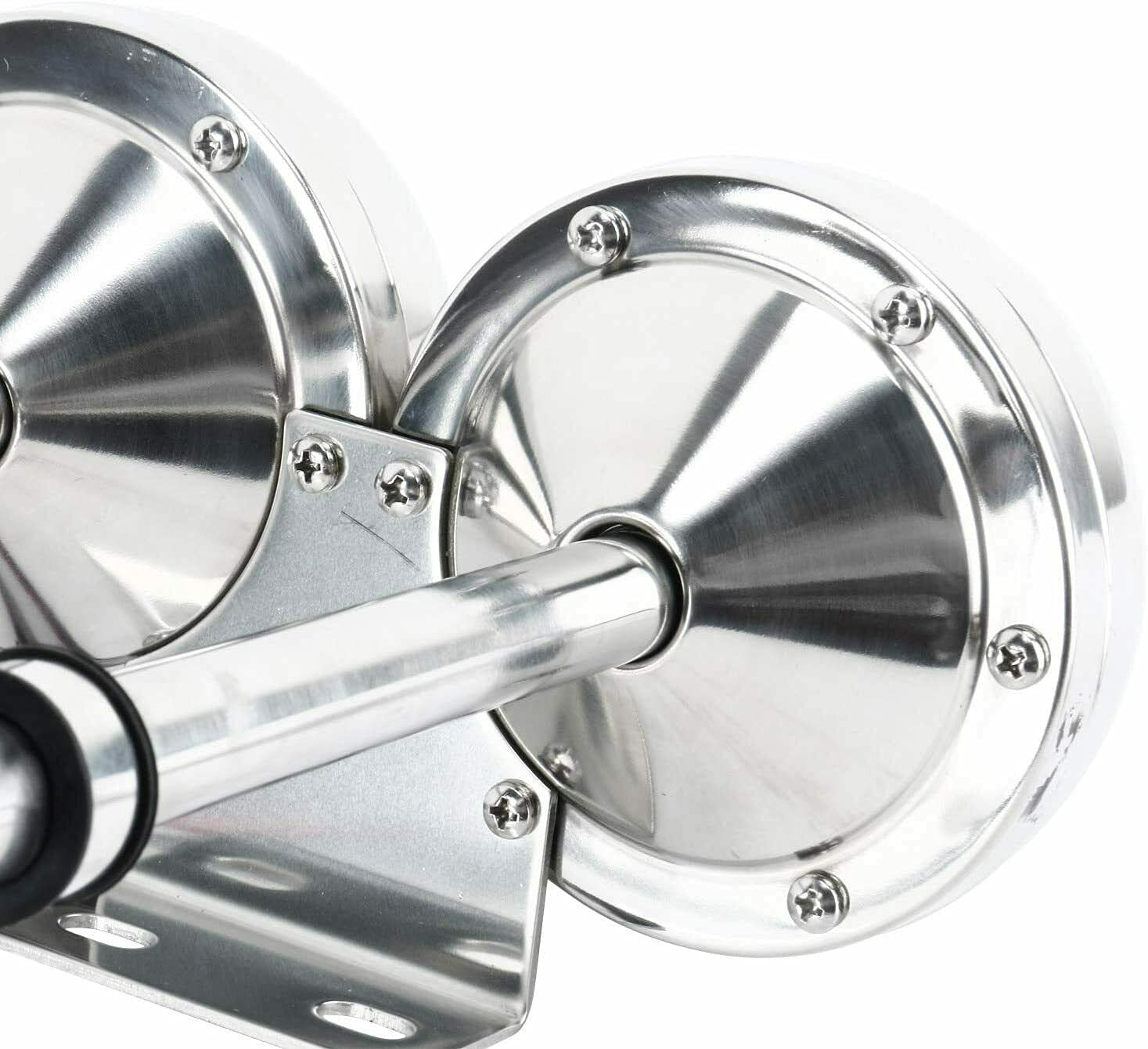 Flexzon Corno ad aria 12 V Elettrico Super Forte Doppia Tromba Marine Grade Barca Acciaio Inox