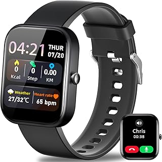 MICFLIP Smart Watch for Women Men Answer/Make Calls Fitness Tracker with 2" Touch Screen SpO2 Heart Rate Sleep Monitor 100 Sports IP67 Waterproof for Android iOS (Black)