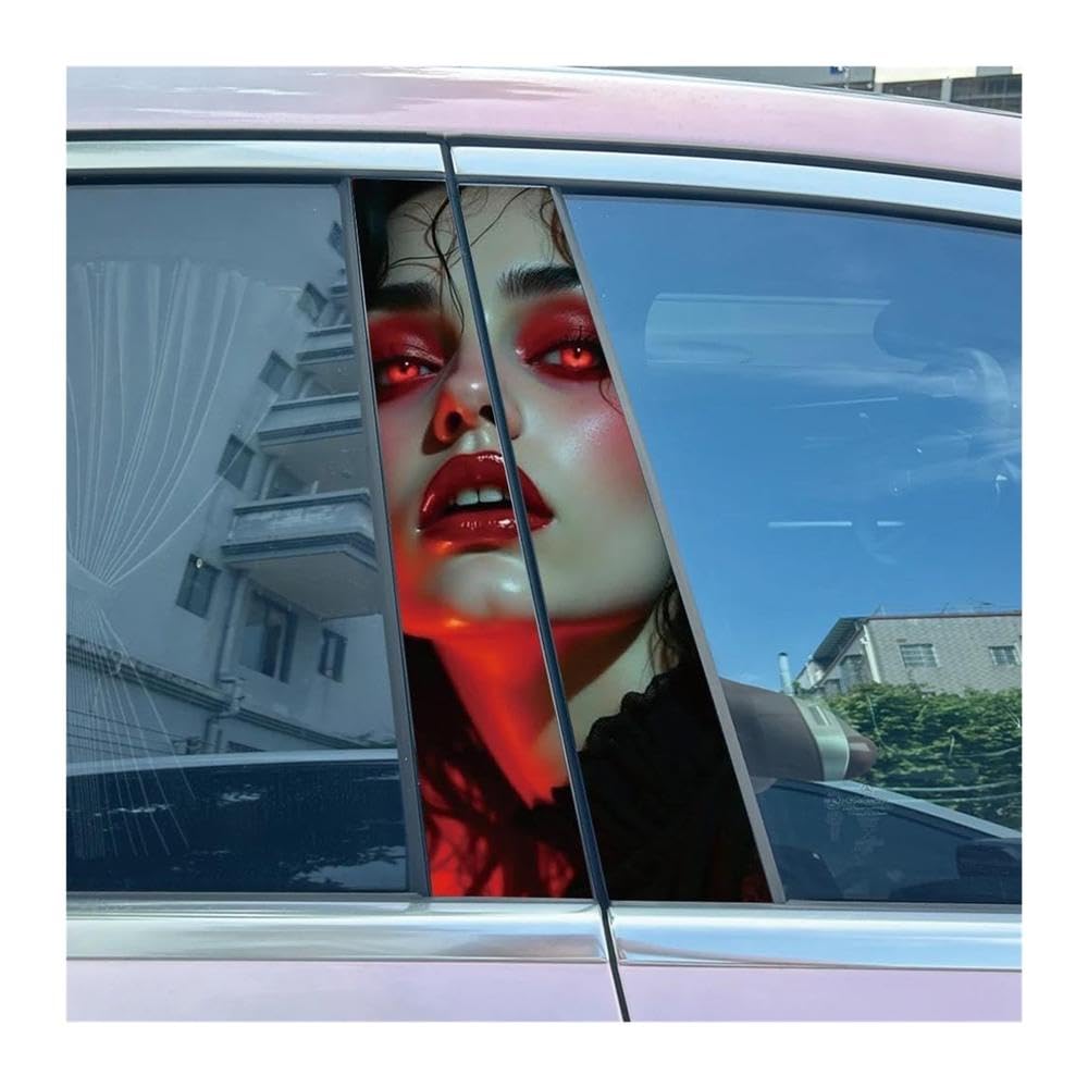 Body Parts 2pcs Car B-Pillar Decals Horror Nuns Auto Center Pillar Waterproof Sticker(J)