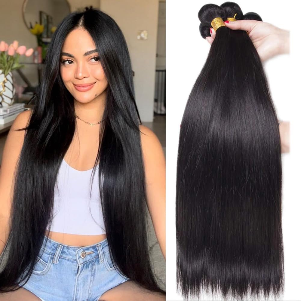 Beautymoon 12A Short Remy Human Hair Bundles Straight 12 14 16 18 Inch Brazilian Virgin 4 Bundles Human Hair 100% Unprocessed Weave Raw Hair
