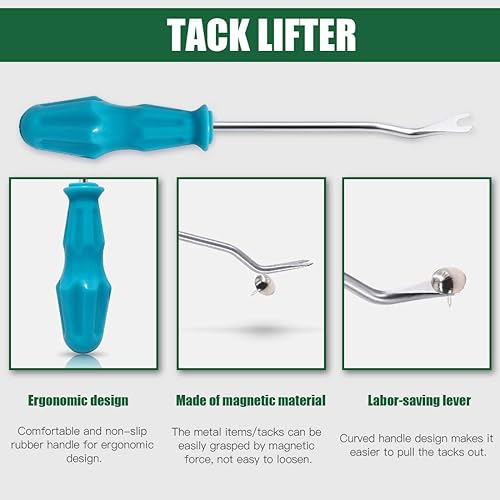 Miniatura 4 de Keadic Juego de 5 herramientas de tapicería, mazo de tapicería de doble cara con 2 cabezales de goma de repuesto, levantador de grapas y alicates de