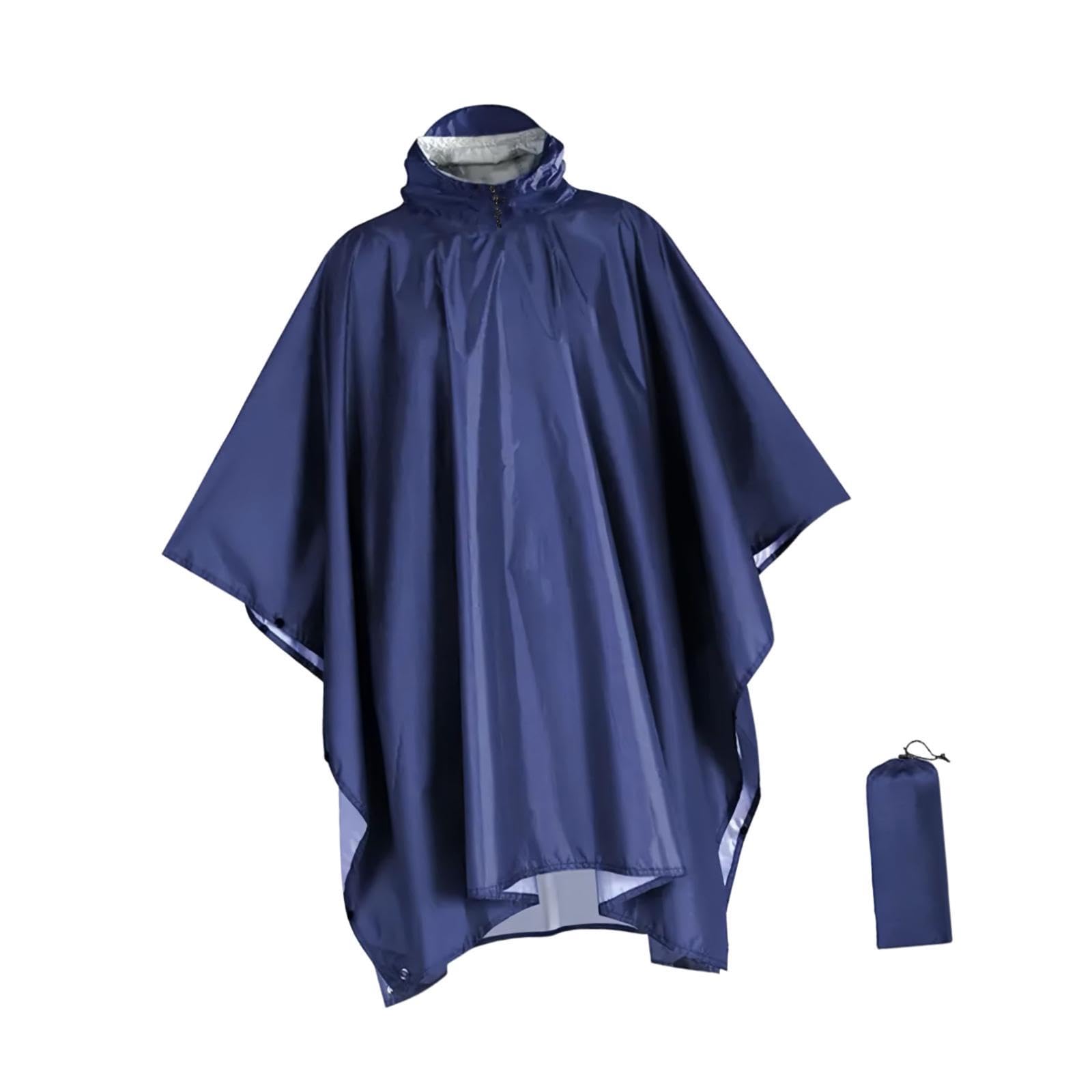 Rain Poncho with Hood Reusable Rain Jacket for Sports Event Hiking Camping Blue| Sports Equipment | Outdoor Sports Gear | Exercise Gear-image-40