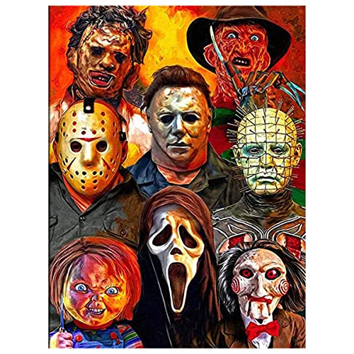 Bysincy 5D Diamond Painting Kits For Adults Halloween Diamond Arts Horror Diamond Painting Diy Full Round Drill For Home Wall Decor And Adults Kids Holiday Gift #TOP2