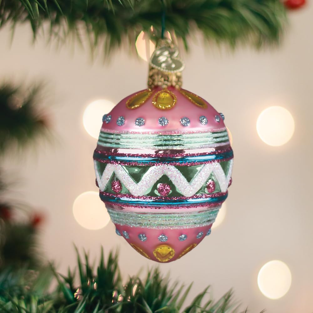 Easter Egg Glass Blown Ornament for Christmas Tree, Handcrafted Holiday Decoration, Easter Collection
