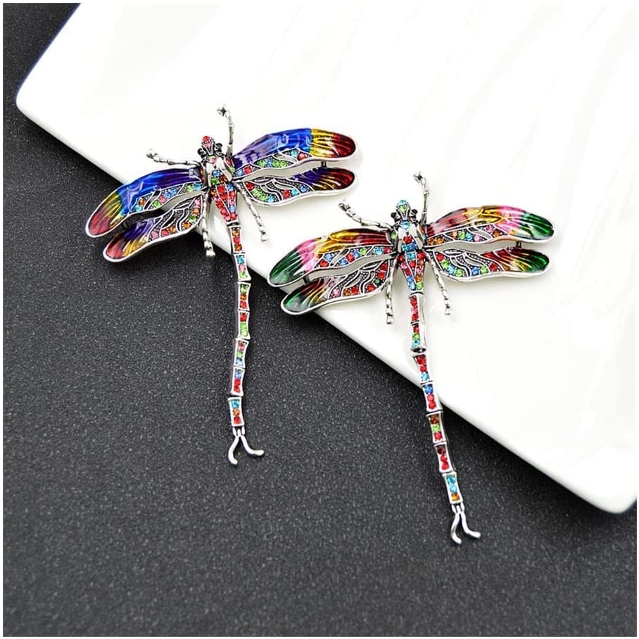 Brosche Bunte Emaille Libelle Broschen für Frauen Mantel Pin 2Colors Insekt Schmuck Strass Zubehör