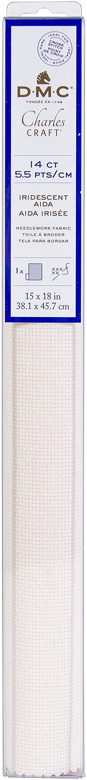 Tela Aida 14ct Charles Craft rosa iridiscente de 14 hilos para bordar punto de cruz