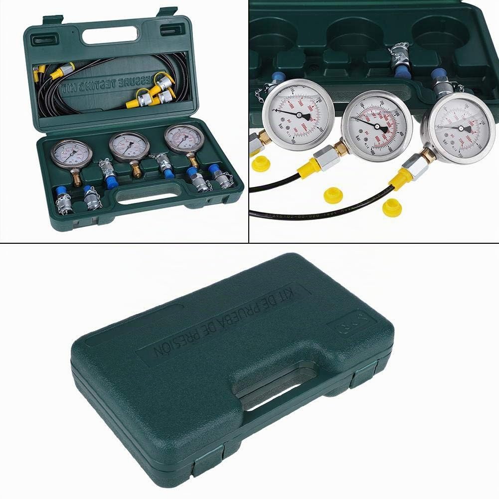 Kit de Medidor de Presión Hidráulica Piezas de Excavadora Kit de Prueba de Presión del Probador Hidráulico con Prueba de Acoplamiento de Manguera y Manómetro para Maquinaria de Construcción
