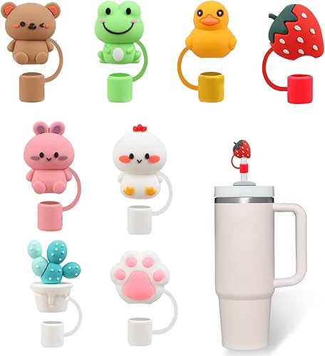 8 tapas de popote para copa Stanley, compatible con Stanley Cup y Simple Modern con asa, puntas de popote de silicona de 0.315-0.394 in para