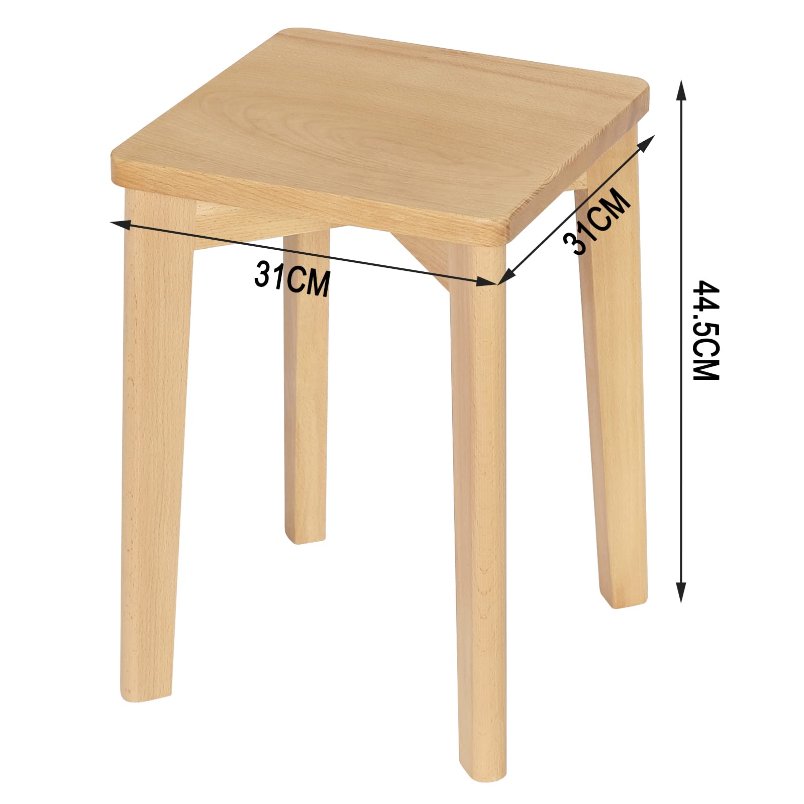 WOLTU Tabouret en Bois Massif, Chaise de Cuisine et Salle à Manger, Siège Carré Rectangulaire, Hauteur 44,5cm, BH344ei-2