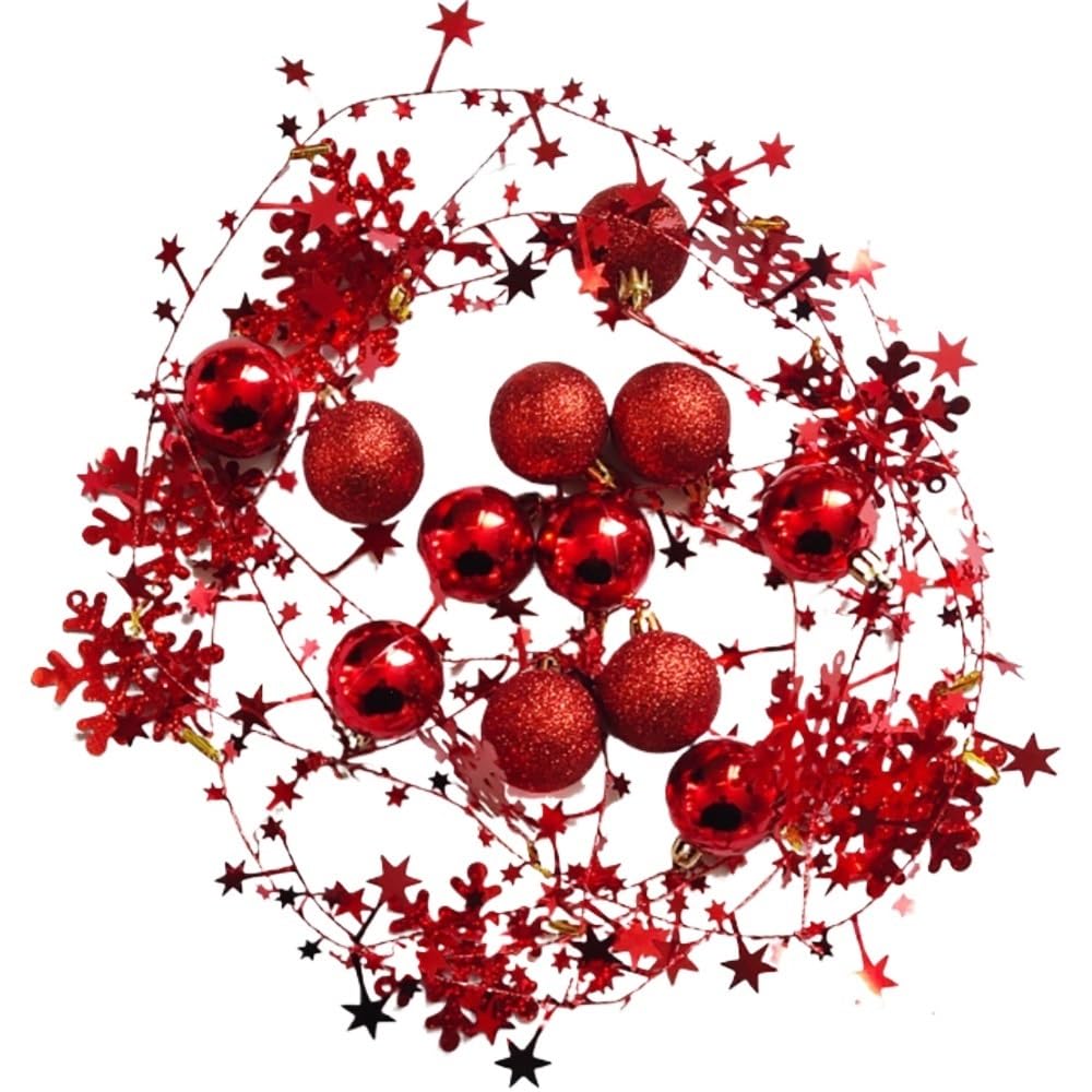 Weihnachtskugeln Silber Weihnachtsdekoration Cane Hängende Kugel Schneeflocke Weihnachtsbaum Ornamente Bälle for Weihnachten Home Decor(Red)