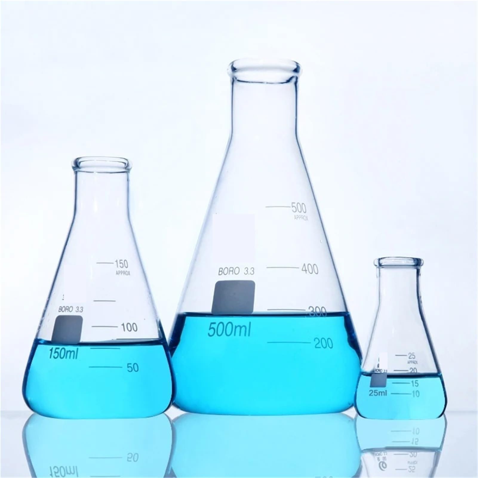 Matraz Erlenmeyer Graduado de Borosilicato, 2 Piezas/Paquete de matraces cónicos de Vidrio Espesado, matraz Erlenmeyer de borosilicato for Laboratorio, Equipo de Laboratorio(1000mL)