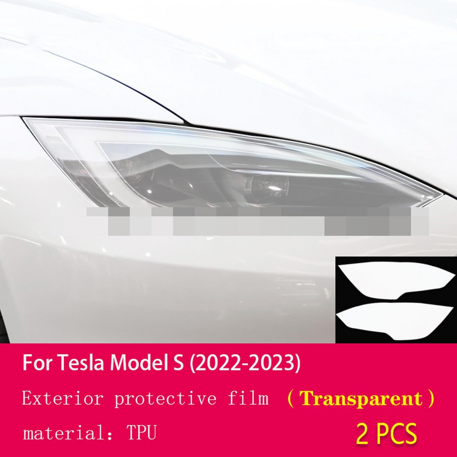 JCAKES Car Exterior Headlight Anti-Scratch TPU PPF Protective Film Anti-Scratch Repair Film Accessories refit，for Tesla Model S 2022-2023