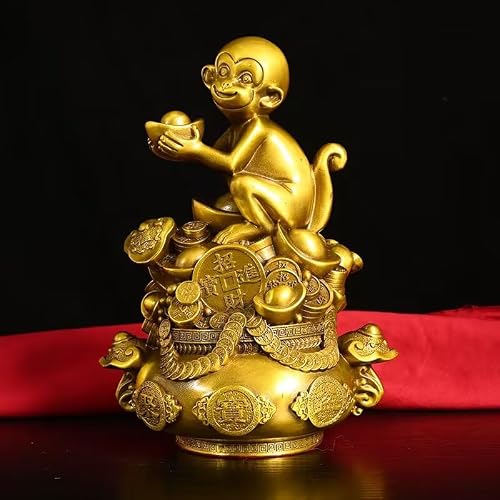 Dytartzx Pure Copper Monkey Statue, Home and Office Decoration, Zodiac Monkey for Wealth and Good Luck.