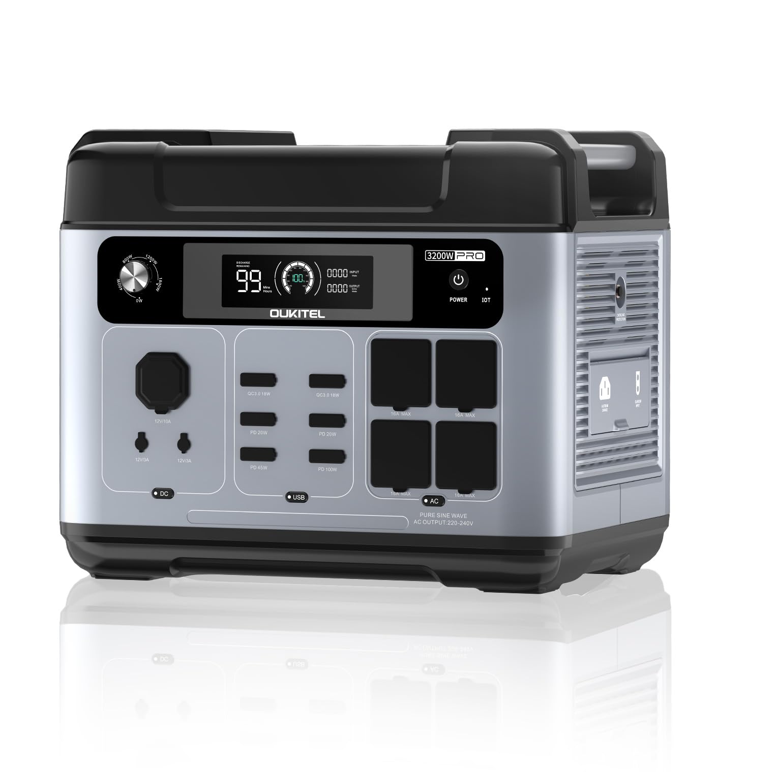OKITEL P2001 PRO Station d'énergie portable 2048 Wh générateur solaire 3200 W haute puissance Source de réserve entrée solaire 1000 W Réserve électrique domestique