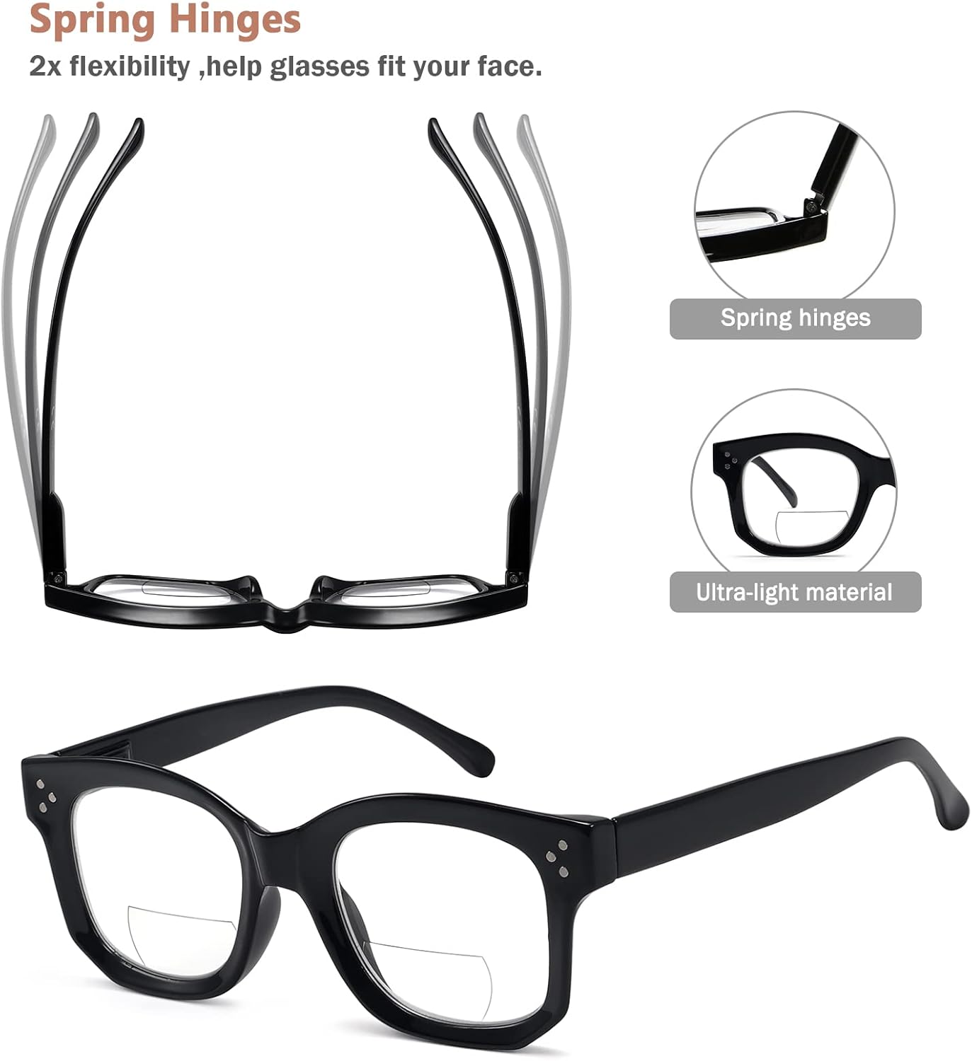 Eyekepper 4-pack Bifocal Reading Glasses for Women Small Bi-focal Readers